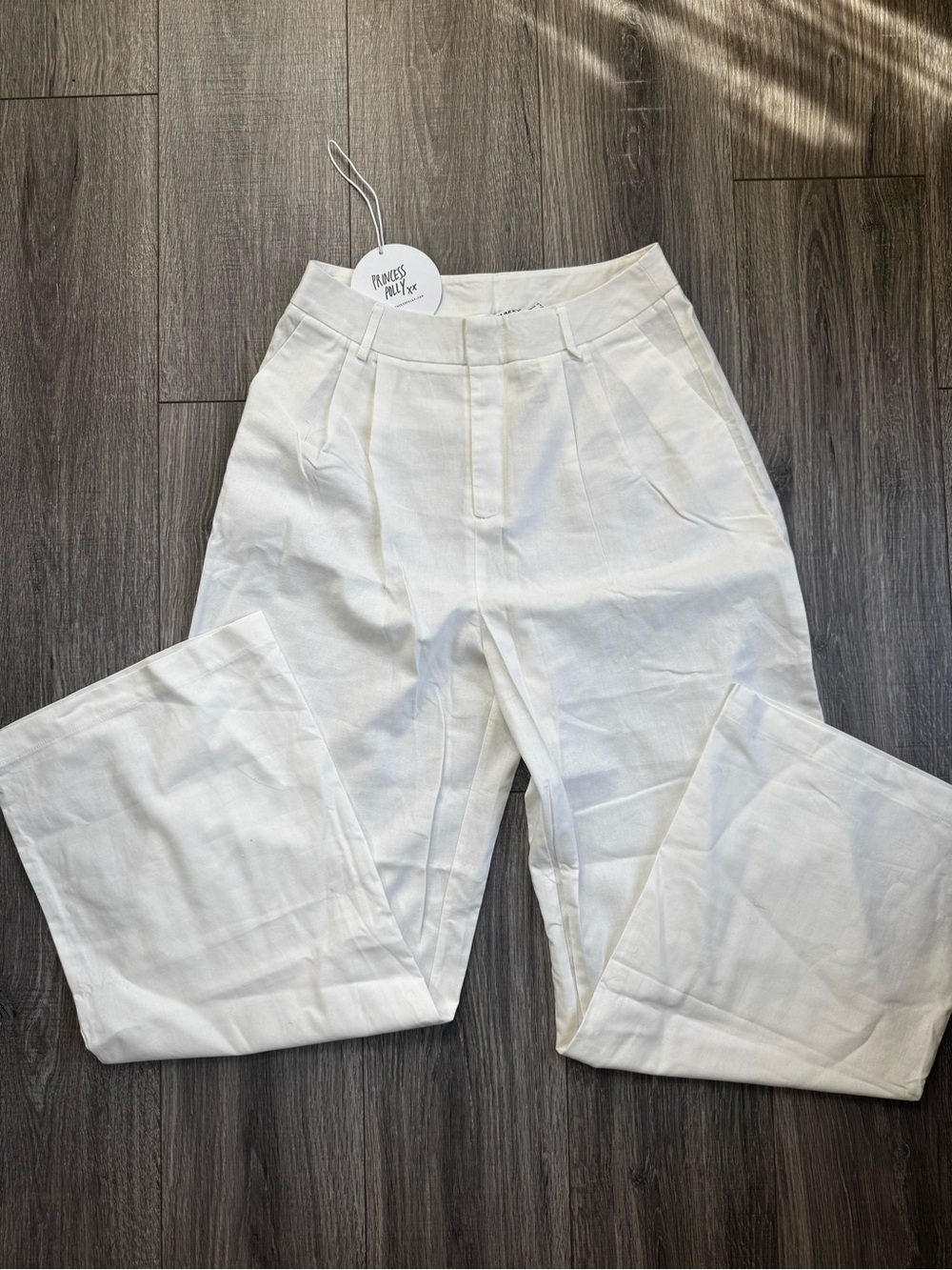 Princess Polly Ayla White Linen Pants